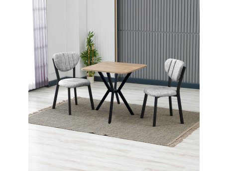HANAH HOME Set Trpezarijski sto i 2 stolice Elma Grey Walnut