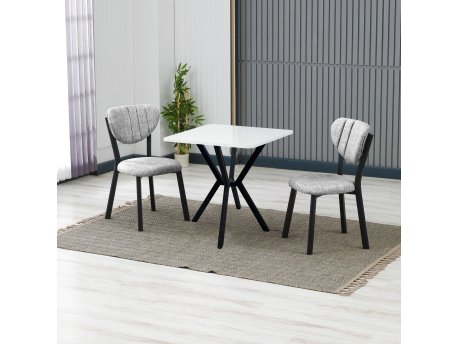 HANAH HOME Set Trpezarijski sto i 2 stolice Elma Grey White