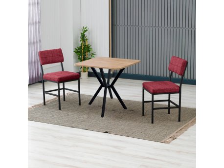 HANAH HOME Set Trpezarijski sto i 2 stolice Dubai Burgundy Walnut