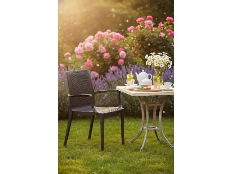 HANAH HOME Baštenska stolica Rattan Dark Brown v2