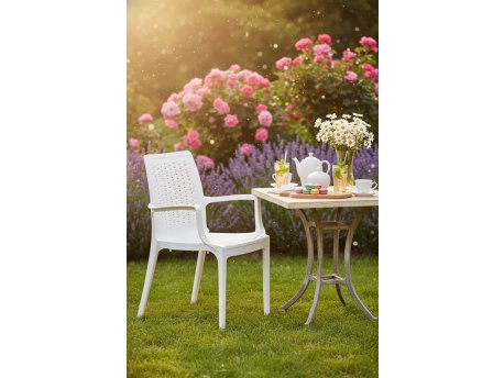 HANAH HOME Baštenska stolica Rattan White v2