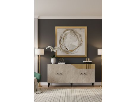 HANAH HOME Konzola Gama 150 White Travertine Gold