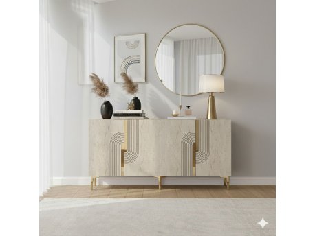 HANAH HOME Konzola Meyra 150 White Travertine Gold