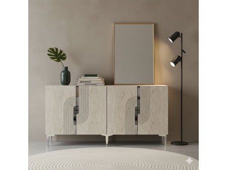 HANAH HOME Konzola Meyra 150 White Travertine Silver