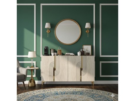 HANAH HOME Konzola Meyra 120 White Travertine Gold