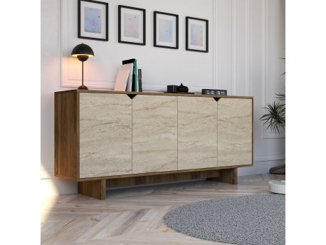 HANAH HOME Konzola Istemi Walnut Travertine