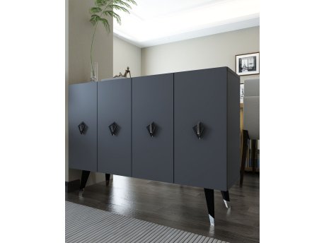 HANAH HOME Konzola 8165KM 32 Anthracite Black Silver