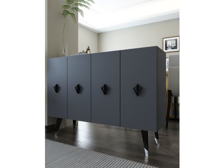 HANAH HOME Konzola 8166KM 32 Anthracite Black Silver