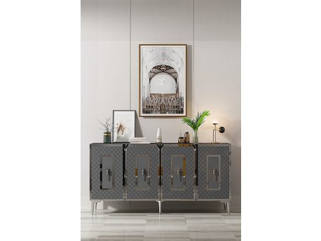 HANAH HOME Konzola Puma 150 Anthracite Silver