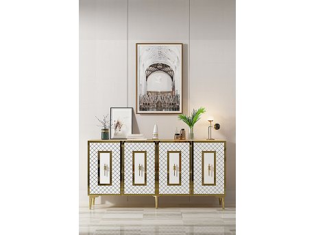 HANAH HOME Konzola Puma 150 Sapphire Oak White Gold