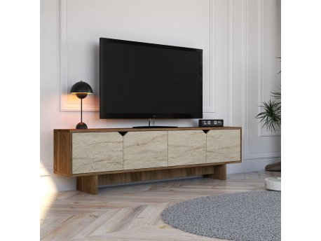 HANAH HOME TV polica Istemi Walnut Travertine