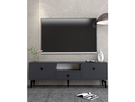 HANAH HOME TV polica 1300 DROP 1 Anthracite Black