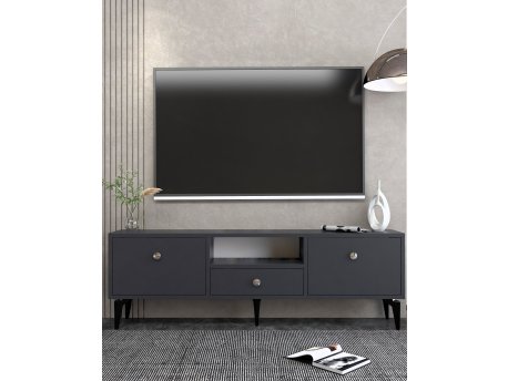 HANAH HOME TV polica 1300 DROP 1 Anthracite Silver