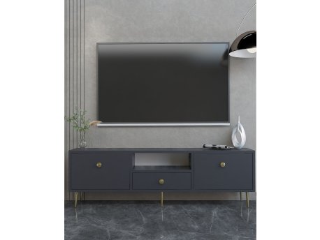 HANAH HOME TV polica 1307 DROP 1 Anthracite Gold