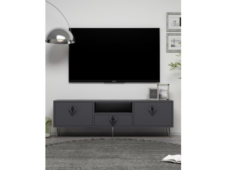 HANAH HOME TV polica 1311 DROP 32 Anthracite Black Silver