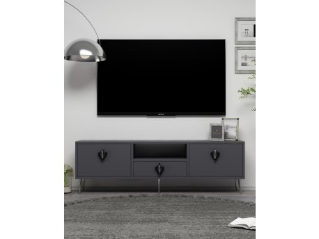 HANAH HOME TV polica 1312 DROP 32 Anthracite Black Silver