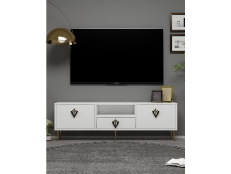 HANAH HOME TV polica 1312 DROP 32 White Black Gold