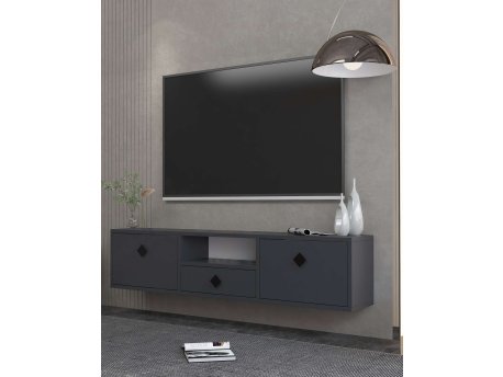 HANAH HOME TV polica 1305 DROP 1 Anthracite Black