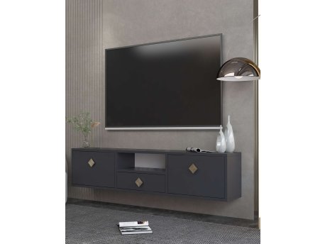 HANAH HOME TV polica 1305 DROP 1 Anthracite Gold