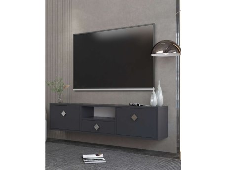 HANAH HOME TV polica 1305 DROP 1 Anthracite Silver