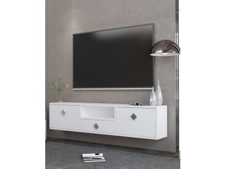 HANAH HOME TV polica 1305 DROP 1 White Silver