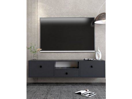 HANAH HOME TV polica 1301 DROP 1 Anthracite Black
