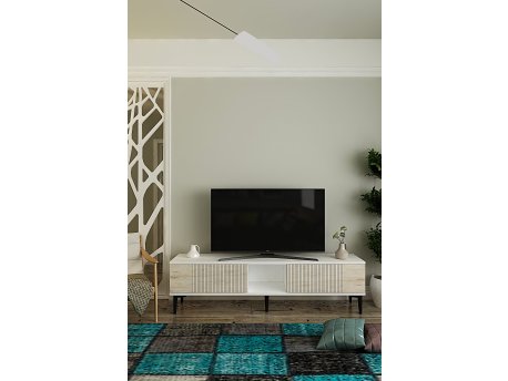 HANAH HOME TV polica Corsa 150 White Travertine