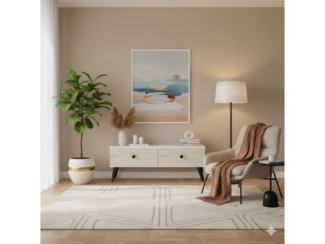 HANAH HOME TV polica Mona 120 White Travertine