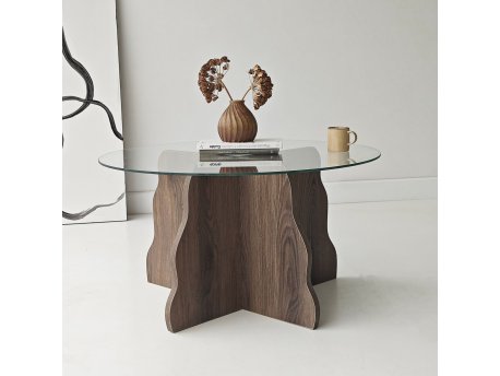 HANAH HOME Sto za dnevnu sobu Butterfly Walnut Transparent