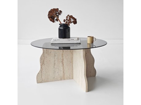 HANAH HOME Sto za dnevnu sobu Butterfly Travertine Fume