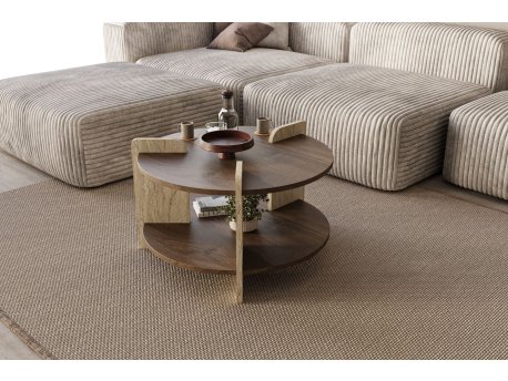 HANAH HOME Sto za dnevnu sobu Oalla Travertine Walnut