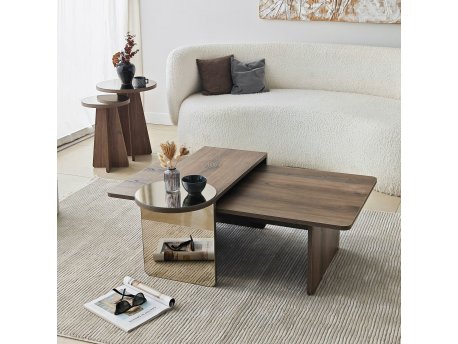 HANAH HOME Set stočića za kafu Luna 4 Bronzie Orah