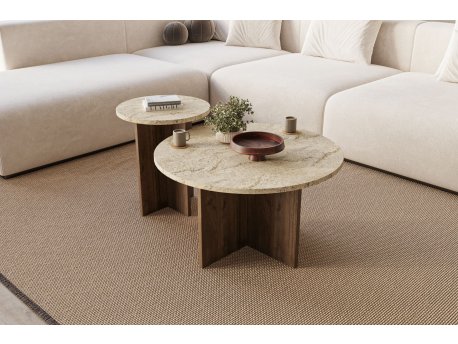 HANAH HOME Set stočića za kafu Private Travertine Orah