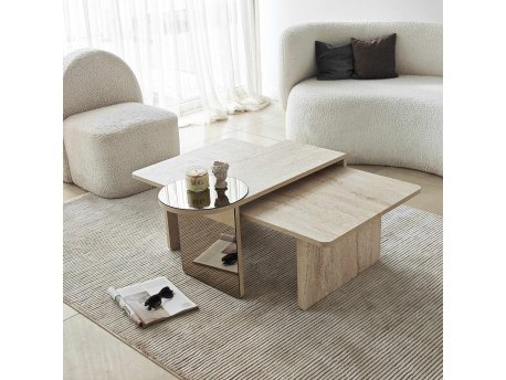 HANAH HOME Set stolova za kafu Luna Travertine (2 dela)