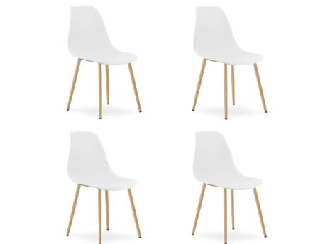 Bolzz Stolice WAT bele, nogare imitacija drveta, set od 4 komada