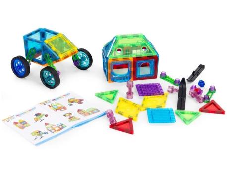 ECO TOYS Set magnetnih kocki za decu - kuca i auto, 48 delova