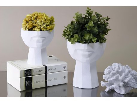 WALLXPERT Set ukrasnih belih vaza (2 komada) CY0460
