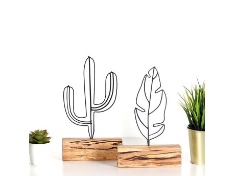 WALLXPERT Set ukrasnih predmeta (2 komada) Cactus Feather Mini Set Black