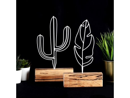WALLXPERT Set ukrasnih predmeta (2 komada) Cactus Feather Mini Set White