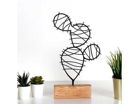 WALLXPERT Decorative Object figura Cactus Round Black