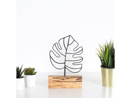 WALLXPERT Decorative Object figura Thin Leaf Black
