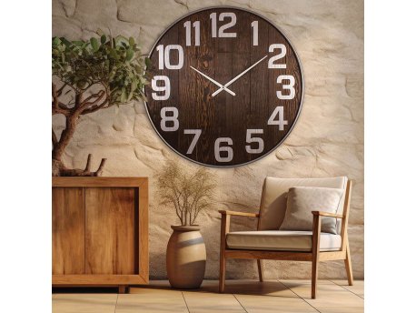 WALLXPERT Dekorativni metalni zidni sat Antique Large Walnut