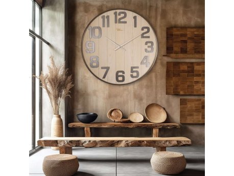 WALLXPERT Dekorativni metalni zidni sat Antique Large Wooden