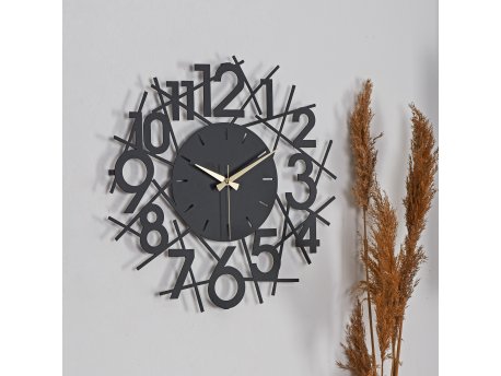 WALLXPERT Dekorativni metalni zidni sat Lineal Black