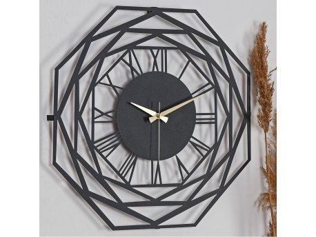WALLXPERT Dekorativni metalni zidni sat Repido Black