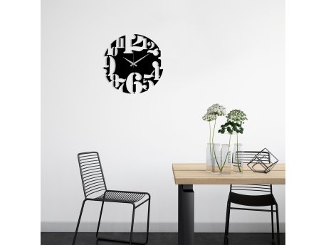 WALLXPERT Dekorativni metalni zidni sat Metal Wall Clock 1 Black