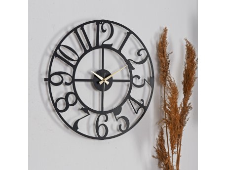 WALLXPERT Dekorativni metalni zidni sat Bonni New Black
