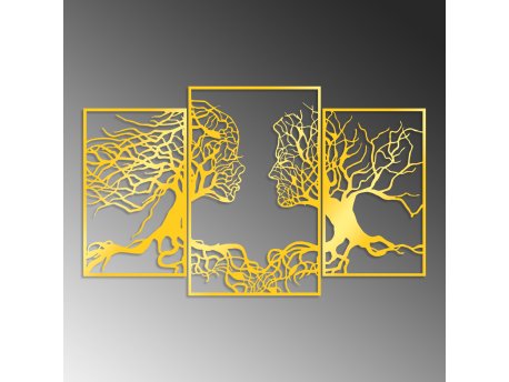 WALLXPERT Dekorativni metalni zidni dodatak Golden Triple Root Human 1