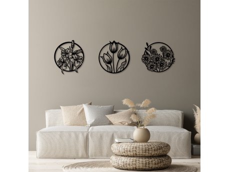 WALLXPERT Dekorativni metalni zidni dodatak Flowers 273 M