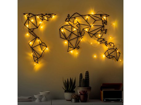 WALLXPERT Dekorativni metalni zidni dodatak World Map Led 010